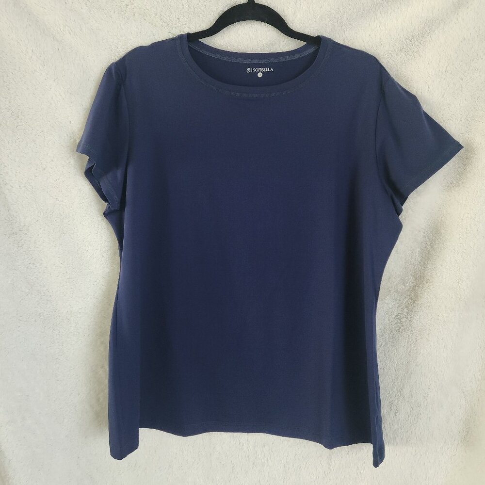 SOFIBELLA NWOT Women's Short Sleeve Top - UV Colors - 2X - Navy